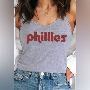 EUC Philadelphia Phillies Gray Red Logo Tank Top MLB Baseball